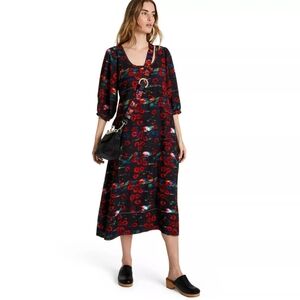Rachel Comey X Target Red Floral Print Volume 3/4 Sleeve Dress Sz 2